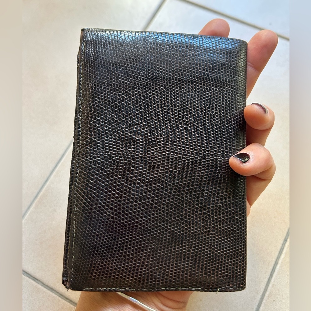 Lizard Brown Leather Men Rectangular Bifold Walle… - image 1